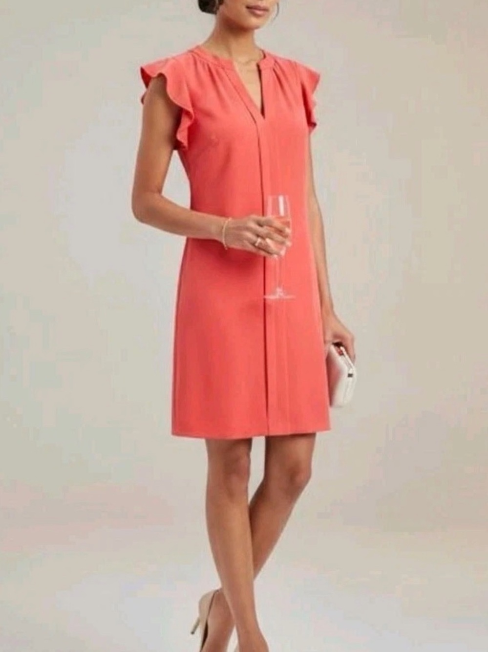 Women’s Vince Camuto Flutter Sleeve Coral Shift Dress - size 6
